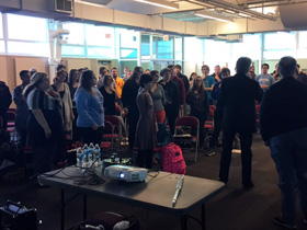 Over 75 students joing Paul at Vandercook College in downtown Chicago