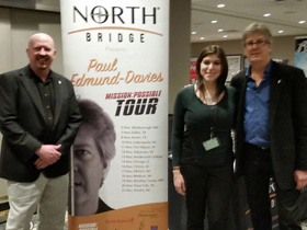 Paul Edmund-Davies and Bianca Najera (from Schmitt Music) talk flute at the Fair